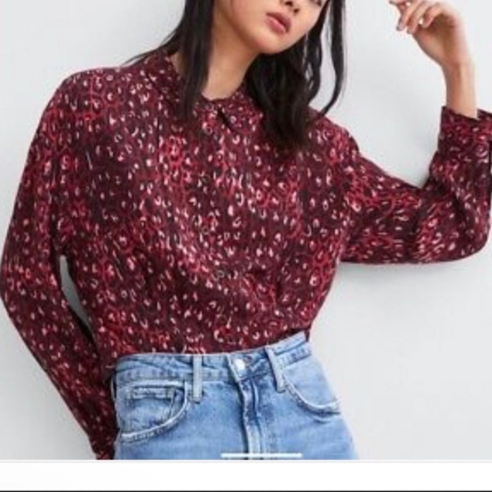 ⭐️ 3 For $15 Zara Animal Print Button Down Crop Top